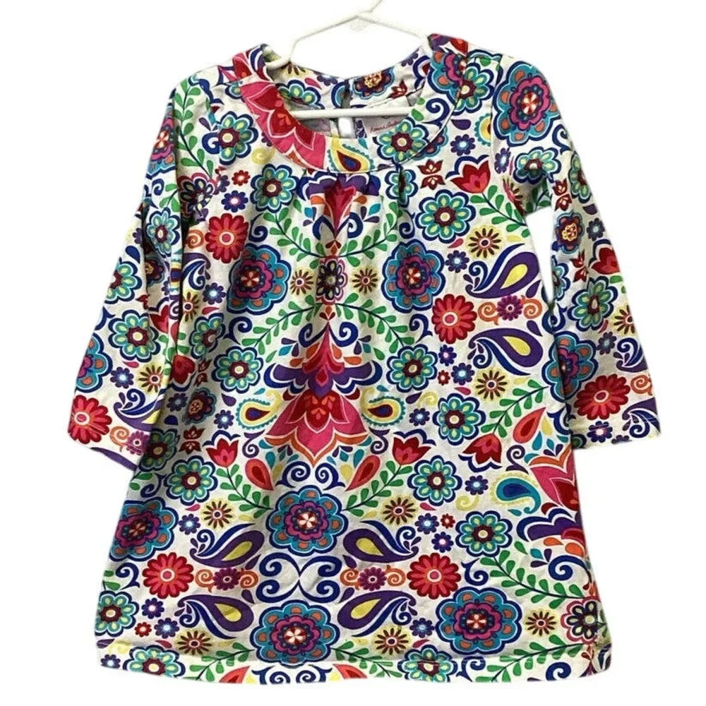 Hanna Andersson Girls Size 4 (100) Long Sleeve Floral 100% Cotton Dress